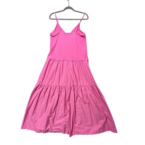ZARA Barbie Pink poplin tiered Maxi Dress Blogger/influencer Fav SzL 100%cotton - Picture 2 of 8